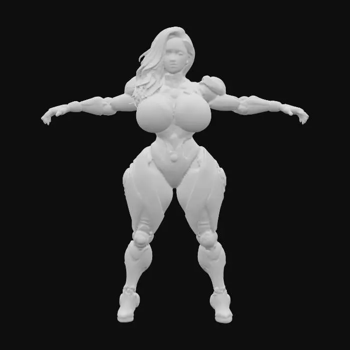 3D model for Cyber Femme Warrior, #PBR#