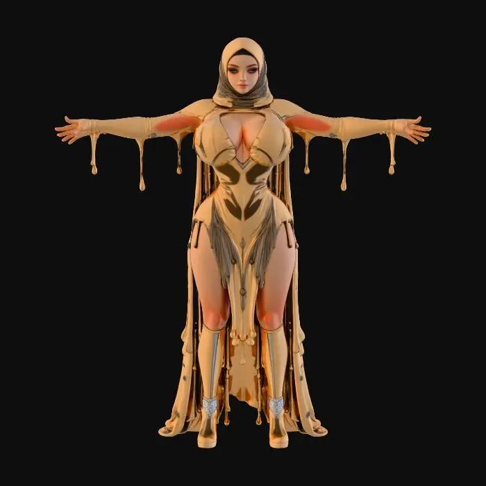 3D model for Golden Liquid Latex Elegance