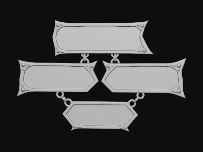 3D model for Five Linked Wooden Signboards