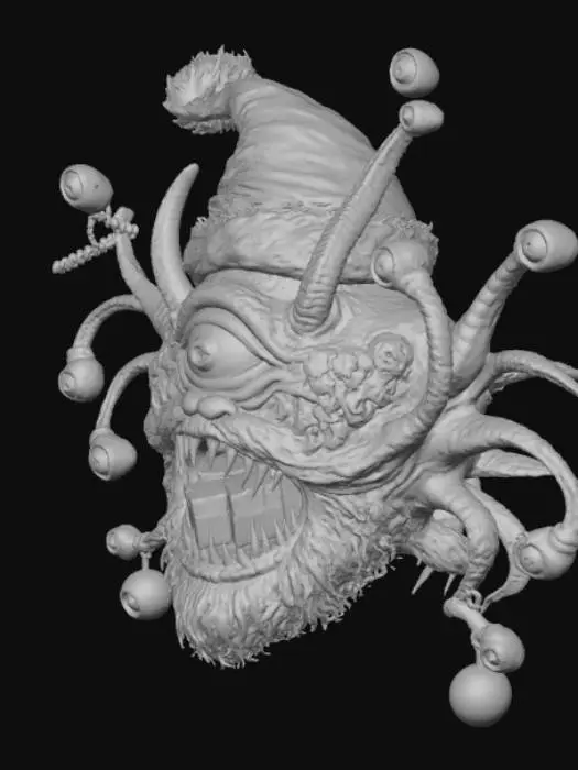 3D model for MAke this creature have a santa hat and a santa beard with a present in its mouth