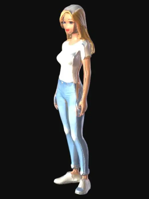 3D model for Blonde Girl in Casual Attire