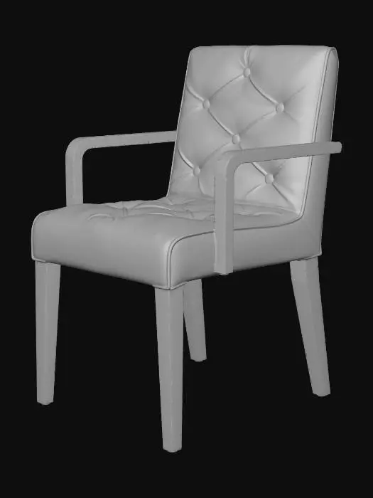 3D model for Black Leather Tufted Armchair