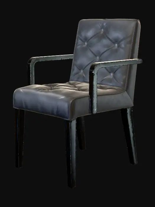 3D model for Black Leather Tufted Armchair