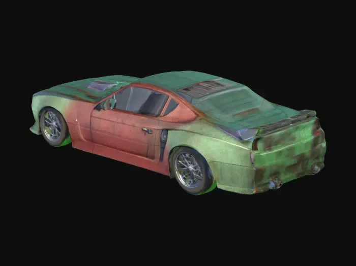 3D model for make me an model for an car for my racing game it needs to be an regular car also make it realistic and color evrything