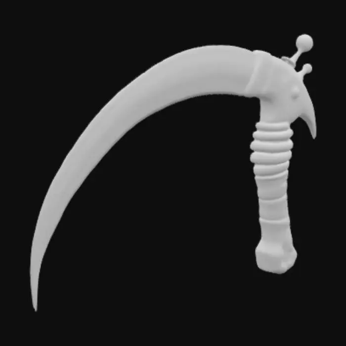 3D model for A magical Egyprion-styled Khopesh-Sickle, runes of destruction across the blade, a coiling snake forms a hilt, hyper-realistic, Egyptian, magical weapon, Dungeons And Dragons