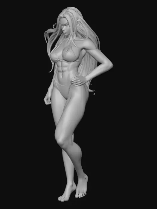 3D model for Tsunade dropped the towel while she came out of the shower, very detailed, nice curves