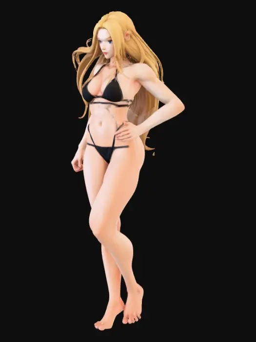 3D model for Tsunade dropped the towel while she came out of the shower, very detailed, nice curves