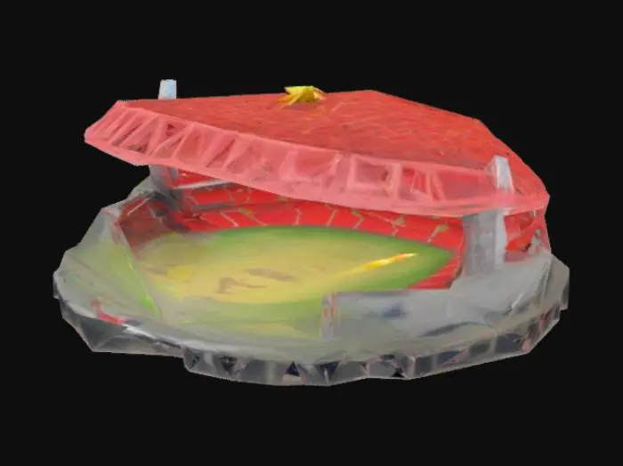 3D model for #AroundTheWorld#, le stade de liverpool avec un petit canard en plastique dessus