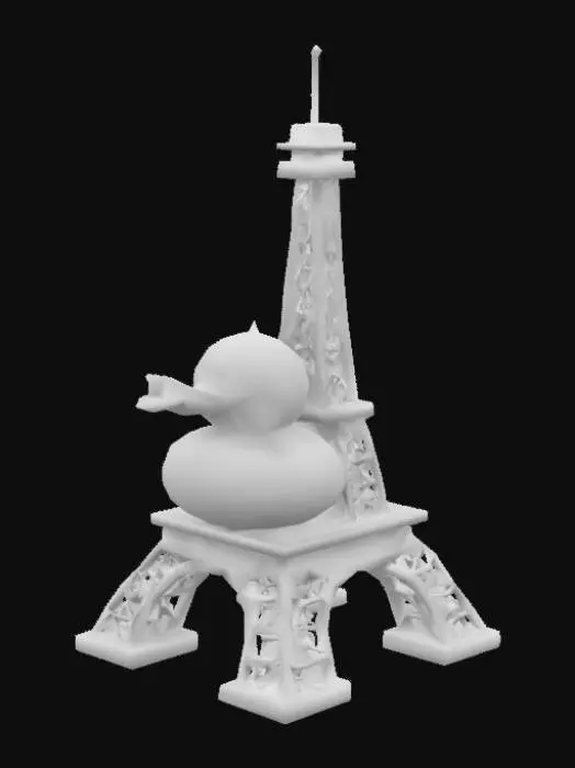 3D model for #AroundTheWorld#, un canard en plastique sur la Tour Eiffel  
