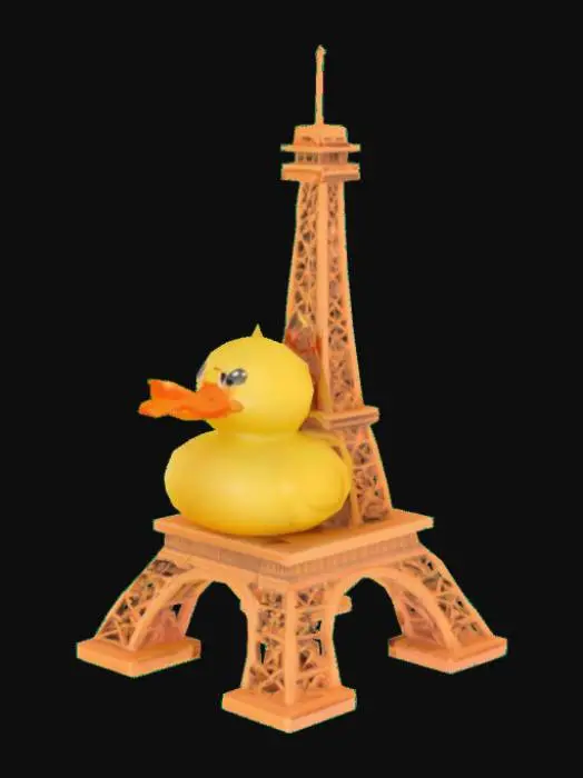 3D model for #AroundTheWorld#, un canard en plastique sur la Tour Eiffel  