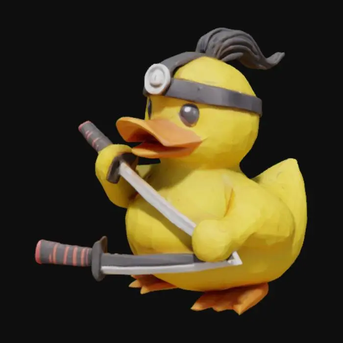3D model for un canard en plastique qui tient un katana