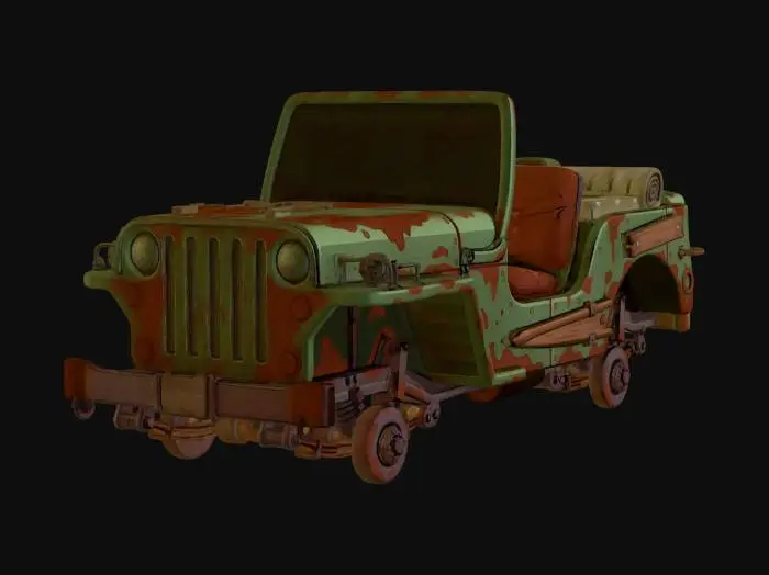 3D model for War-Torn Jeep