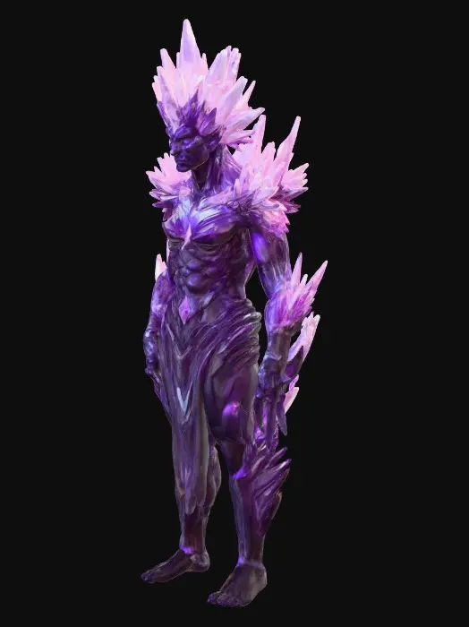 3D model for The Crystal Tyrant
villain encased in jagged amethyst crystal armor, glowing veins of energy pulsing through, massive crystalline crown, floating shards around body, dramatic lighting, detailed zbrush fantasy render, #villain#