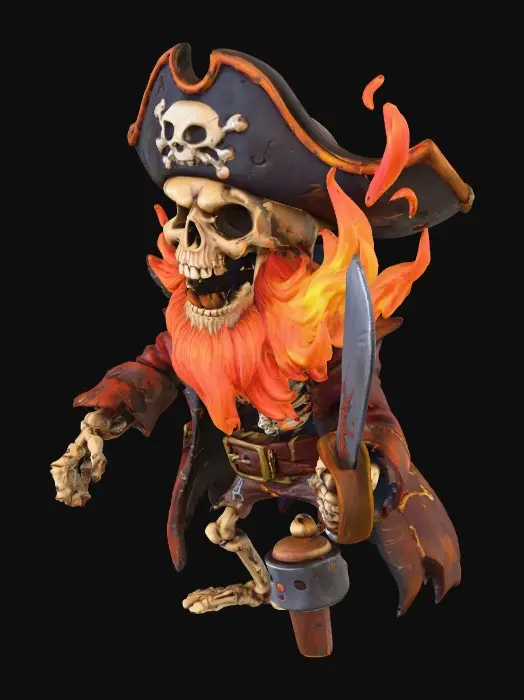 3D model for Flaming Pirate Skeleton, #villain#