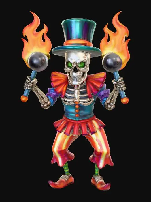 3D model for Flaming Jester Skeleton