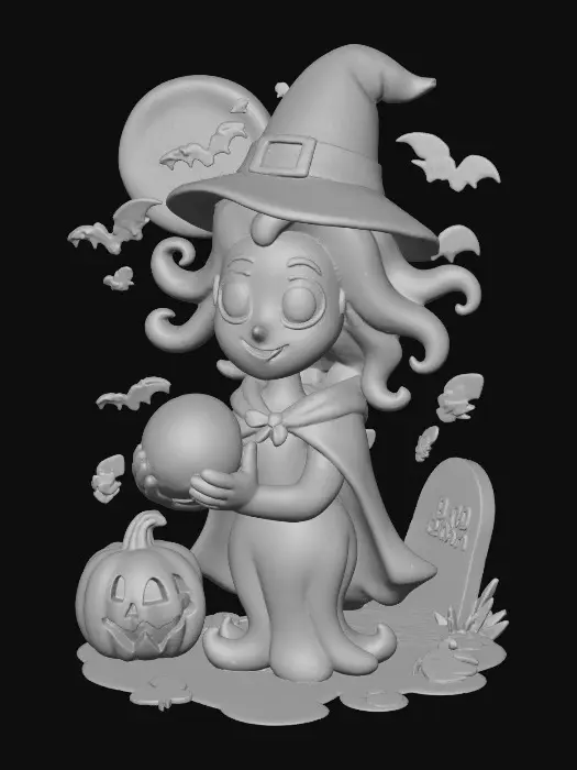 3D model for Madame Moonsorrow

ghostly alien fortune teller with shimmering tentacle hair, transparent body filled with swirling stars, holds crystal ball pulsing with light, textures: translucent plasma skin, silk-sheen shawl, glassy orb surface, glowing misty veins, full-body symmetrical, #Halloween2025#