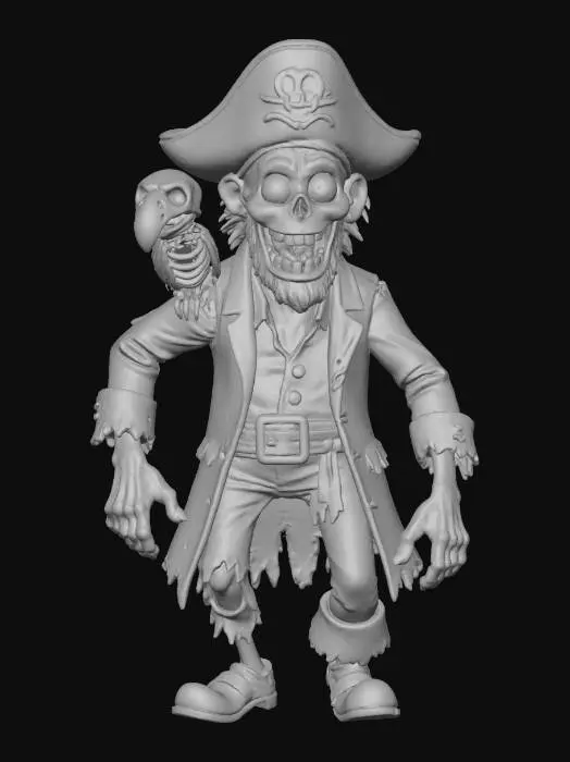 3D model for Captain Bonesnapper Zombie Pirate Captain

Goofy cartoon zombie pirate with green skin, tattered coat, and skeletal parrot, grinning proudly — full body, stylized Pixar render, cinematic 3-point lighting, detailed fabric textures, global illumination, 50mm lens, soft light reflection, #Halloween2025#