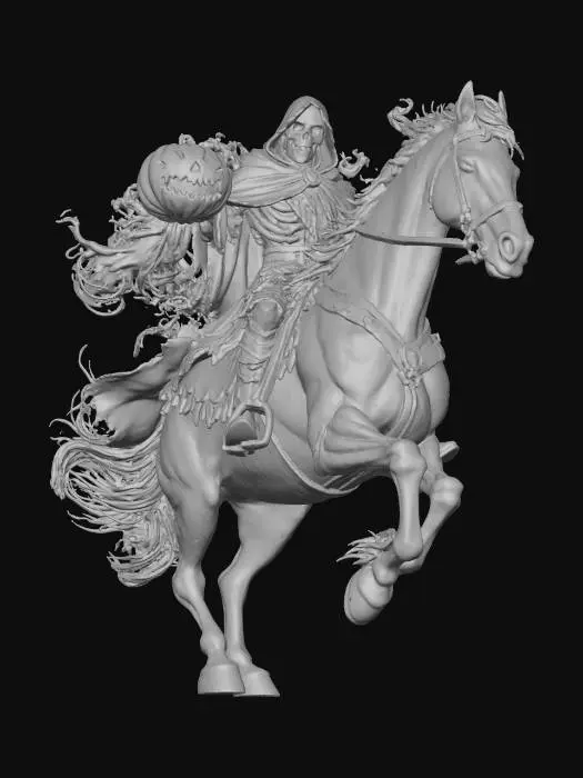 3D model for The Hollow Horseman

headless horseman villain riding a demonic horse wreathed in blue flames, holding a fiery pumpkin head, tattered cape flowing in the wind, misty forest background, dynamic action pose, ultra-realistic 3D Halloween villain concept, octane render, #Halloween2025#