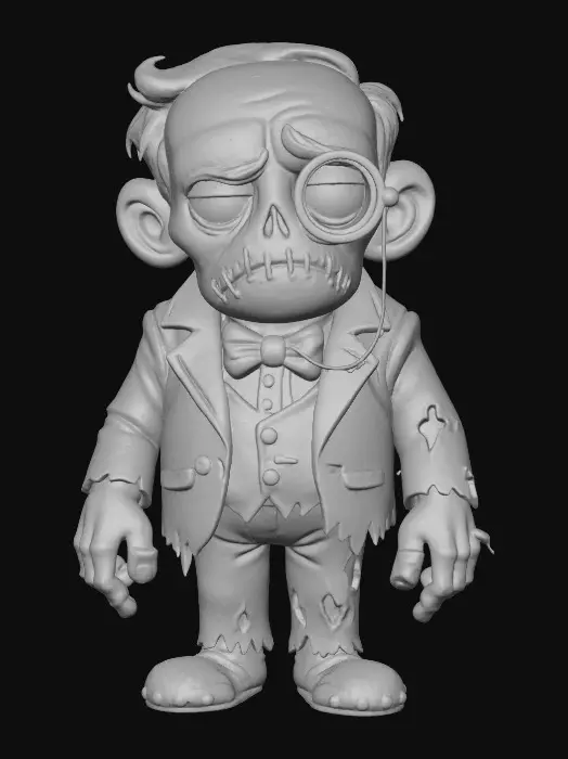 3D model for Monocle Zombie, Baron Rotfang

zombie aristocrat with stitched lips, worm-ridden face, velvet suit coated in dirt, monocle cracked, textures: decayed flesh, soft velvet, mud crust, glossy exposed bone, full-body symmetrical, #Halloween2025#