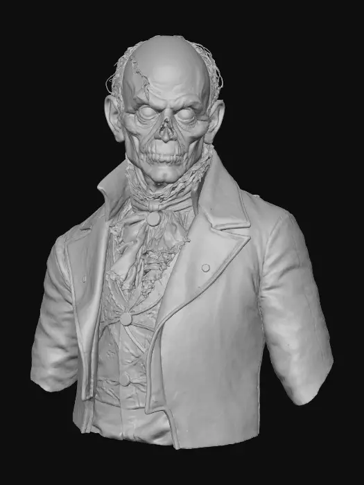 3D model for Vampire Elegance, Baron Rotfang

zombie aristocrat with stitched lips, worm-ridden face, velvet suit coated in dirt, monocle cracked, textures: decayed flesh, soft velvet, mud crust, glossy exposed bone, full-body symmetrical, #Halloween2025#