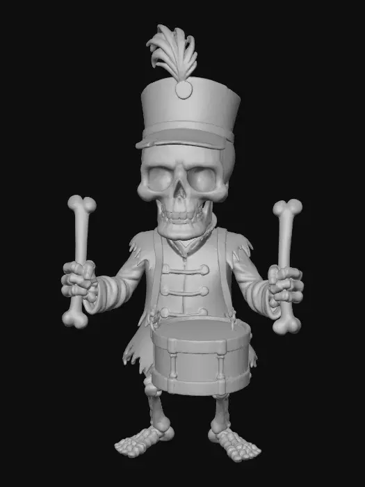 3D model for The Hollow Drummer

skeletal marching-band ghost carrying bone drums, sticks made of femurs, glowing eye sockets, textures: matte bone surface, tattered uniform cloth, faint ethereal glow, full-body symmetrical, #Halloween2025#
