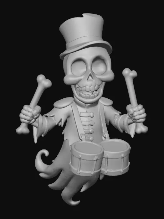 3D model for The Hollow Drummer

skeletal marching-band ghost carrying bone drums, sticks made of femurs, glowing eye sockets, textures: matte bone surface, tattered uniform cloth, faint ethereal glow, full-body symmetrical, #Halloween2025#