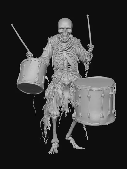 3D model for Rhythms of the Afterlife, The Hollow Drummer

skeletal marching-band ghost carrying bone drums, sticks made of femurs, glowing eye sockets, textures: matte bone surface, tattered uniform cloth, faint ethereal glow, full-body symmetrical, #Halloween2025#