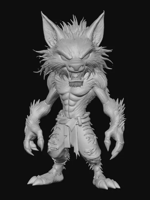 3D model for The Werejackal

snarling half-beast with elongated snout, dark fur streaked silver, claws glowing faintly blue, shredded trousers, textures: coarse fur, wet nose gloss, torn fabric, dim internal luminescence, full-body symmetrical, magic cartoon 3d style, #Halloween2025#