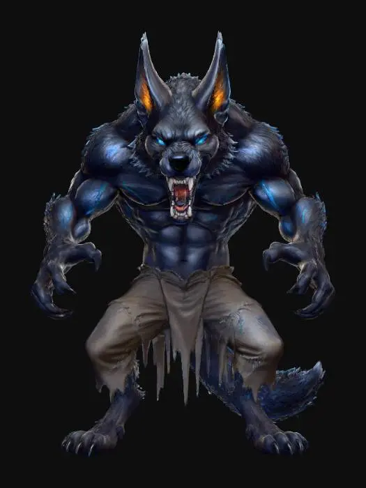 3D model for The Werejackal

snarling half-beast with elongated snout, dark fur streaked silver, claws glowing faintly blue, shredded trousers, textures: coarse fur, wet nose gloss, torn fabric, dim internal luminescence, full-body symmetrical, #Halloween2025#