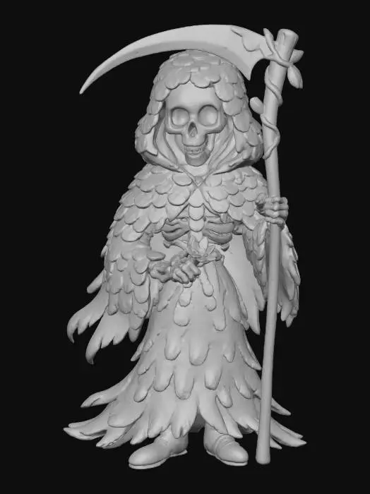 3D model for The Marigold Reaper

skeletal figure with robe made of glowing marigold petals, scythe wrapped in vines, eyes lit golden, textures: soft flower surface, glossy metal blade, glowing fabric texture, pollen-like glow effect, full-body symmetrical, #Halloween2025#