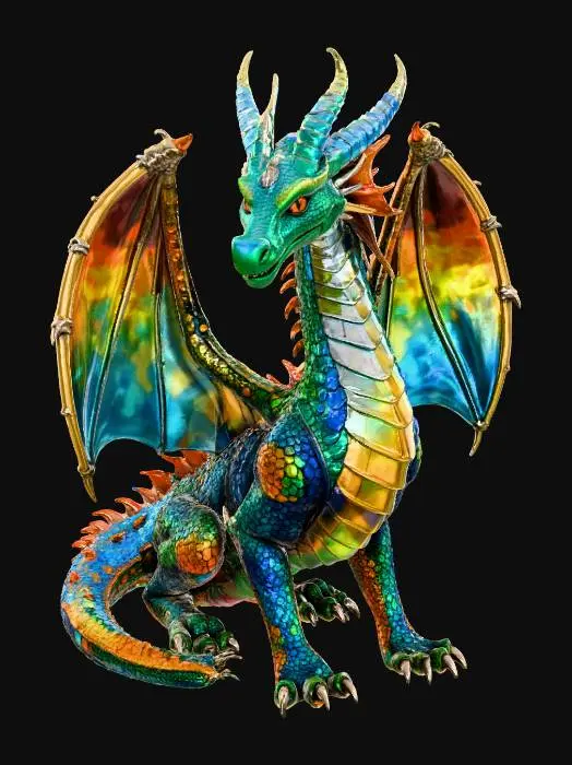 3D model for The Alebrije Dragon

brightly colored mythical dragon creature with wings of glass, body patterned in neon blues, greens, and oranges, textures: glossy painted scales, glowing patterns, translucent glass wings, fine etched lines, full-body symmetrical, 3d and 8000k, emphasised features, #Halloween2025#