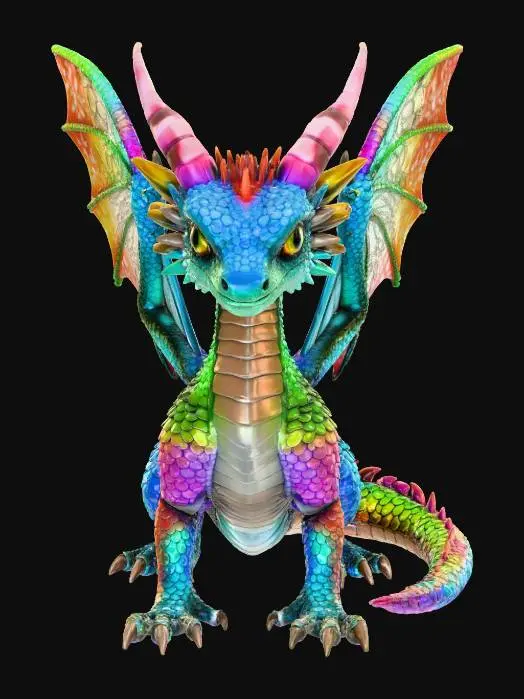3D model for The Alebrije Dragon

brightly colored mythical dragon creature with wings of glass, body patterned in neon blues, greens, and oranges, textures: glossy painted scales, glowing patterns, translucent glass wings, fine etched lines, full-body symmetrical, 3d and 8000k, emphasised features, #Halloween2025#