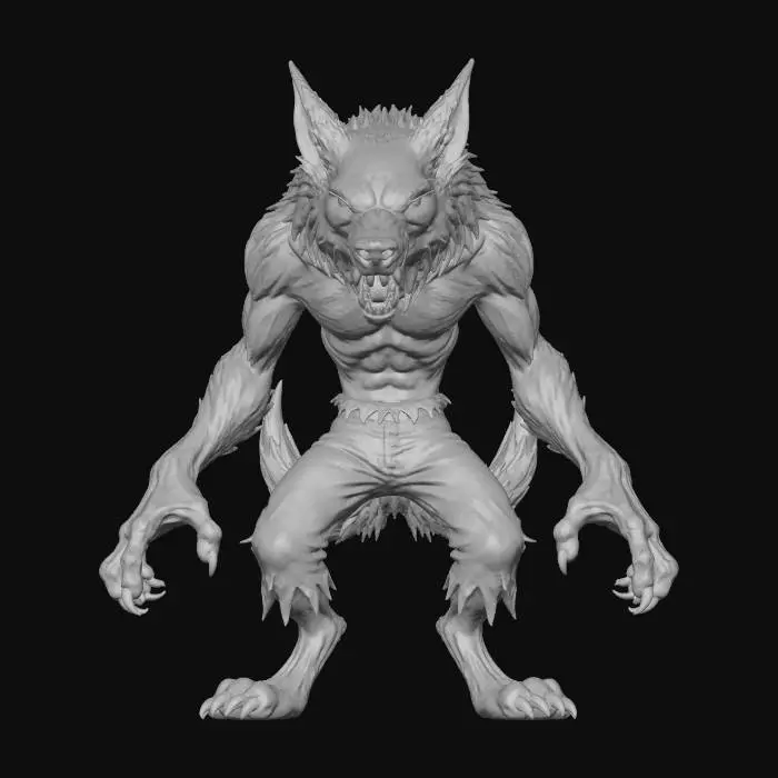 3D model for The Werejackal

snarling half-beast with elongated snout, dark fur streaked silver, claws glowing faintly blue, shredded trousers, textures: coarse fur, wet nose gloss, torn fabric, dim internal luminescence, full-body symmetrical, #Halloween2025#