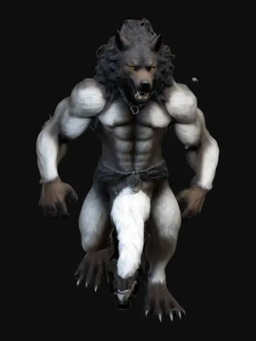 3D model for Ultra Realistic Fenrir the Legendary giant wolf Chained to a Wall