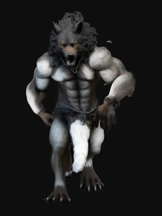 3D model for Ultra Realistic Fenrir the Legendary giant wolf Chained to a Wall