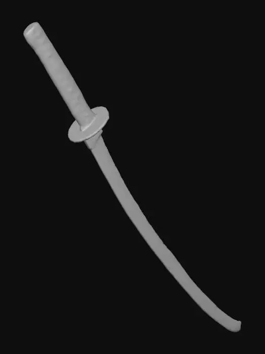 3D model for wakizashi sword, cartoon style