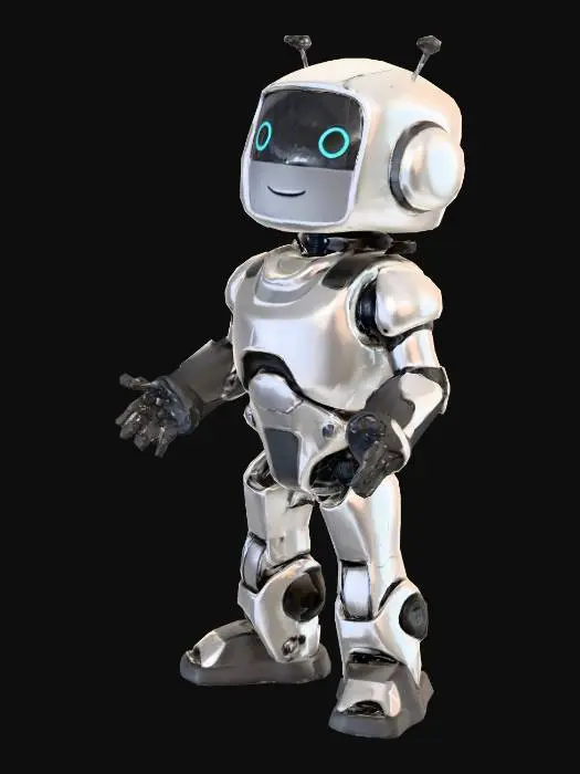 3D model for cute little robot character, anime style