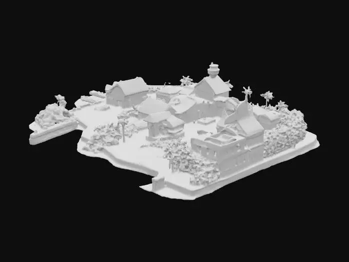 3D model for Modifique a ilha existente estilo anime/One Piece em low poly/cartoon para Roblox. Aumente o tamanho da ilha e adicione mais casas piratas coloridas. Inclua uma base da marinha com edifícios simples e torres, docks e cercas. Adicione um porto funcional na praia cor de areia clara, com píeres e barcos. Vegetação: árvores tropicais verdes, coqueiros, arbustos e grama irregular. Mar azul com ondas leves, céu ensolarado azul com nuvens brancas. Cores vivas e saturadas, contornos suaves, explorável e otimizado para Roblox Studio.