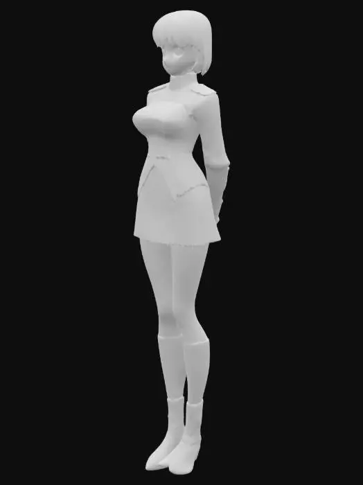 3D model for anime girl in a star trek TNG red captains' uniform 