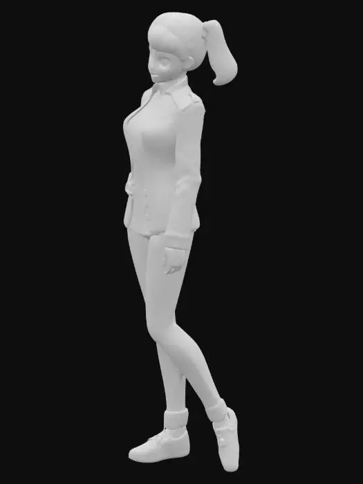 3D model for anime girl in a star trek TNG male  red captains' uniform with black trousers 