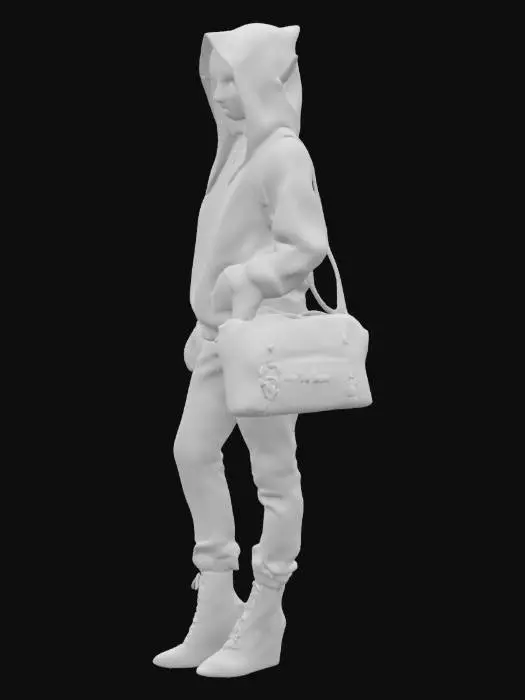 3D model for fantasy female elf queen rappers baggy adidas tracksuit hooded clothes and bling fantasy symbols and runes