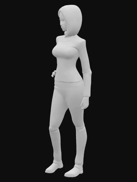 3D model for anime girl in a star trek TNG red captains' uniform  with 3D comm badge with TNG  insignia 