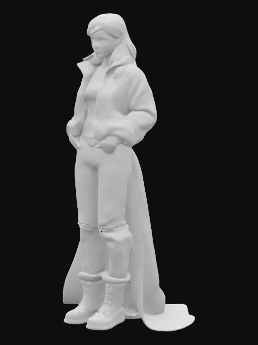3D model for cel stylised animation female jock bully in baggy jacket overlapping pristine wedding dress 