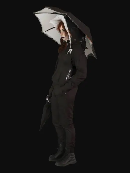 3D model for females evil crude  vibrant lush ginger and freckles cottage bonnet
freckles goth marron lipstick fluffy curls long hair menacing   in 1890s 1898  adidas stripped zipped tracksuit overlap parasol hip hop graffiti sprayed