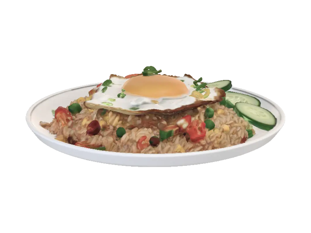 Nasi Goreng - Rice 3D model, vytvořený pomocí AI