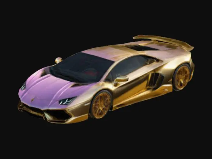3D model for super high detail pearlescent 4k Lamborghini adventador, gold rims, high detail