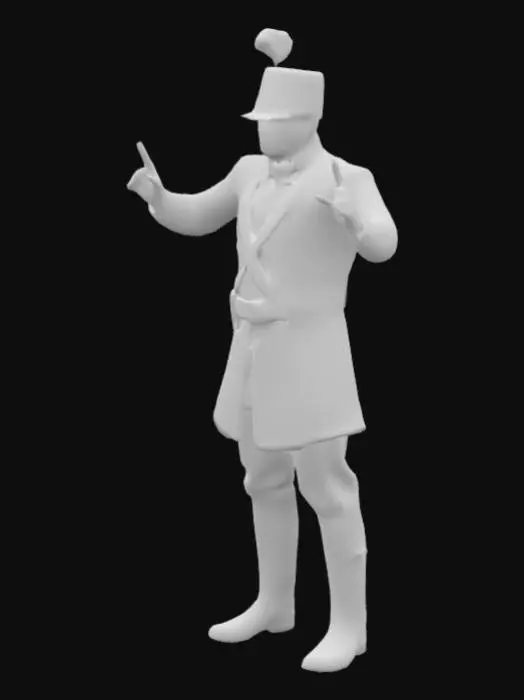 3D model for Create a 1.79m  male in symmetrical T-pose, game-ready for Mixamo rigging. Design a HAITIAN SOLDIER from 1800 wearing a navy jacket black boots, and a short shako hat with a small plume. Ensure realistic fabric textures and clear fingers/toes positioned .Focus on realistic attire and physique 4K realism with historical accuracy and details from the  context of the era. Focus on proportion and authentic military attire. REMEMBER TO CREATE DIFFERENT MODELS ,NAKED AND WITH CLOTHES#realistic#