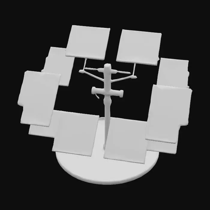3D model for Erstelle ein Solaranlage die über eine Halterung auf dem Boden aufgebaut werden kann. Die Solaranlage soll mehrere Panele haben