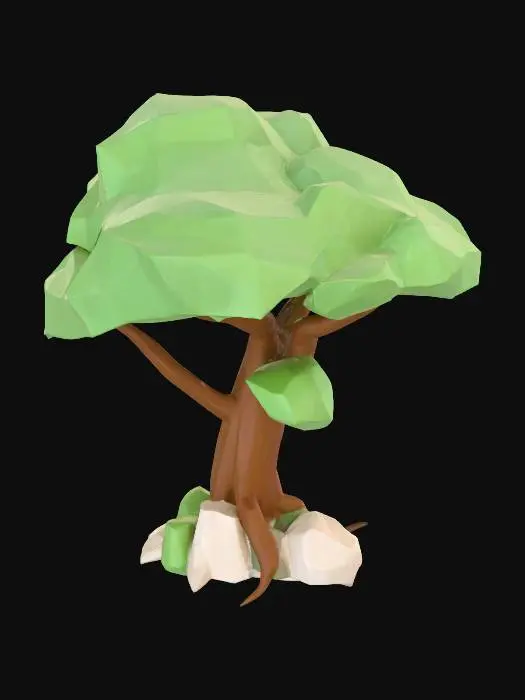 3D model for Low-Poly Tree with Rocks