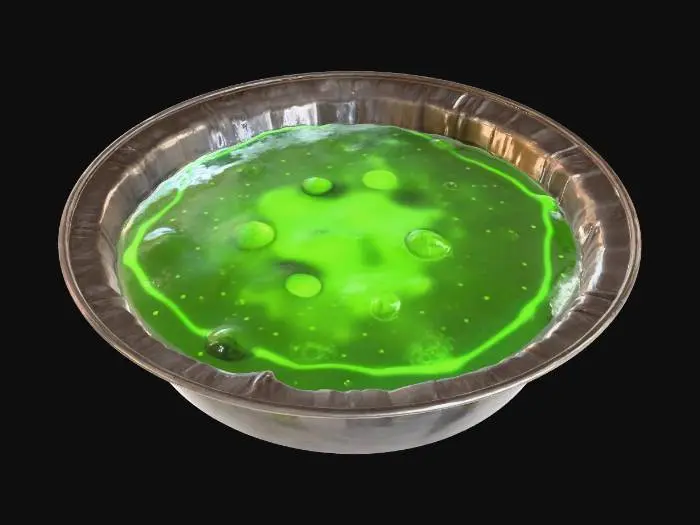 3D model for a pie tin with a radioactive green slime jello filling